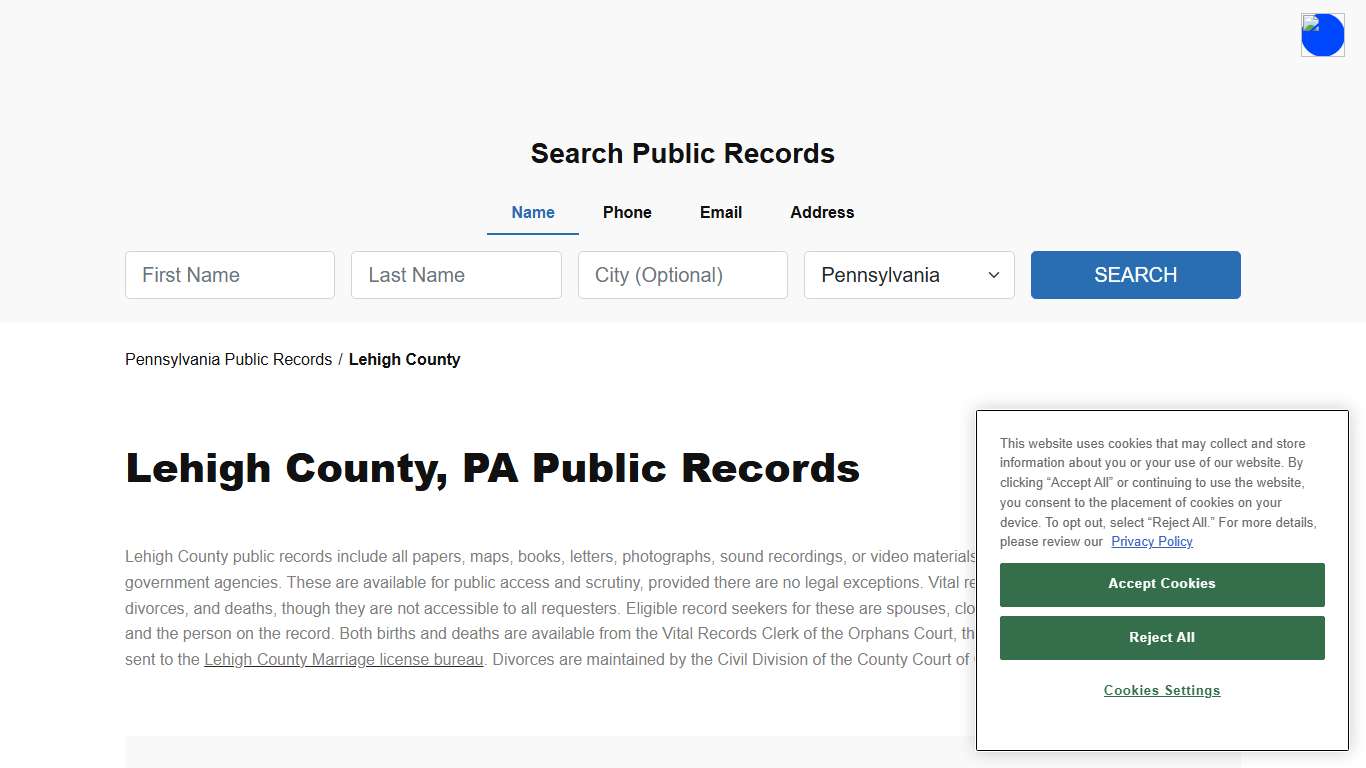Lehigh County, PA Public Court, Arrest and Inmate Records - ThePublicIndex